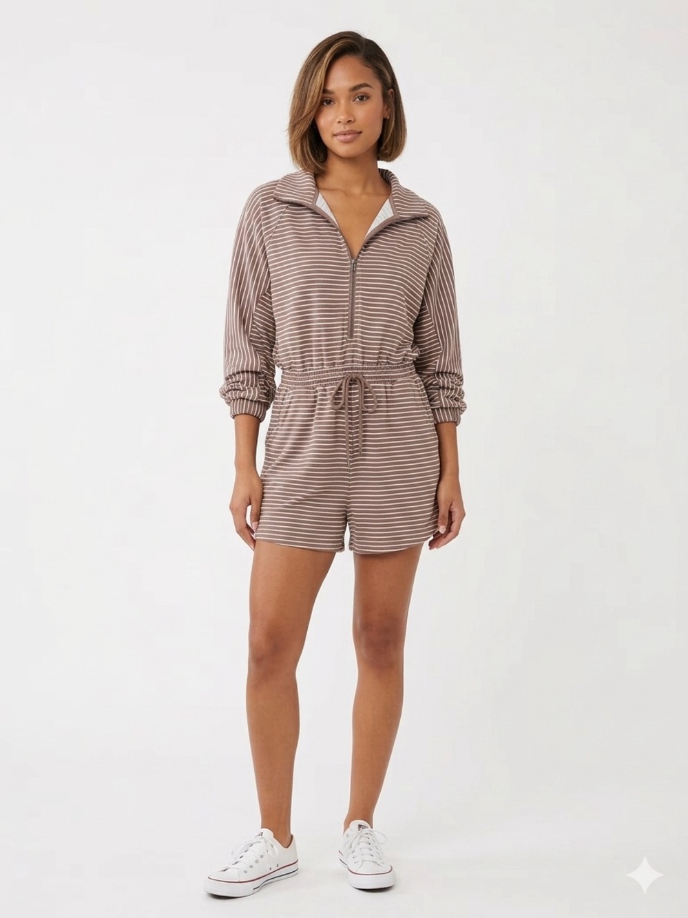 entro Striped Taupe Romper size Large